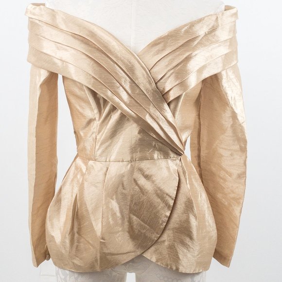 Vintage 80s 8 Formal Skirt Suit Dress Set Gold - Picture 2 of 15